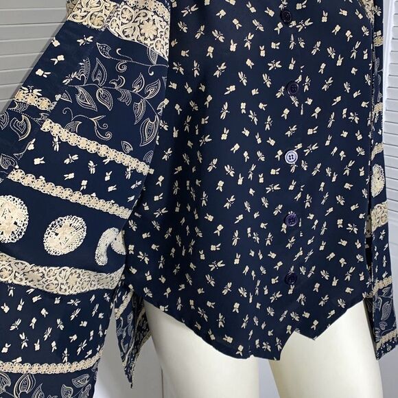 Vintage Alfred Dunner Oversized Mixed Print Layer Vest Button Down Blouse Size 1 - Picture 5 of 11